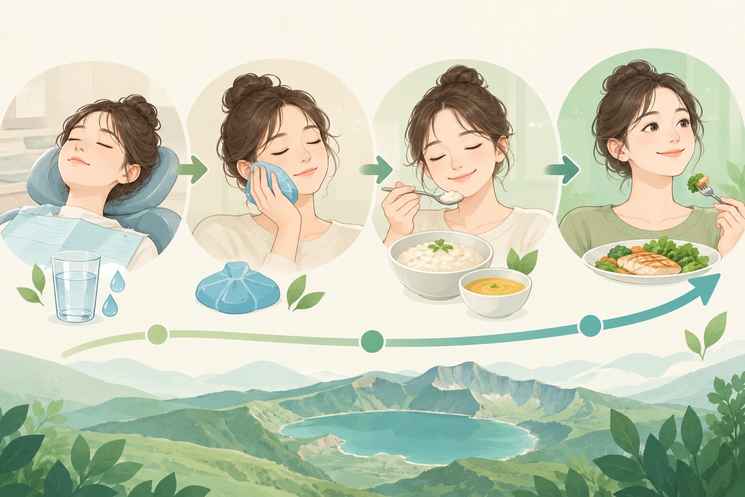 치과 시술 뒤 수분·부드러운 식사·정상 계획으로 복귀하는 단계선
